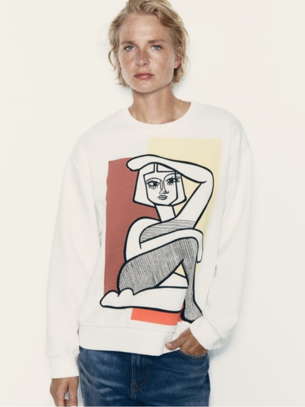 Zara EMBROIDERED GIRL SWEATSHIRT-NWT Size S